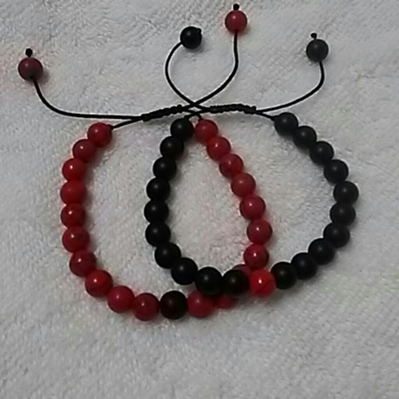 Natural stone adjustable couples yin yang bracelet - Picture 2 of 5